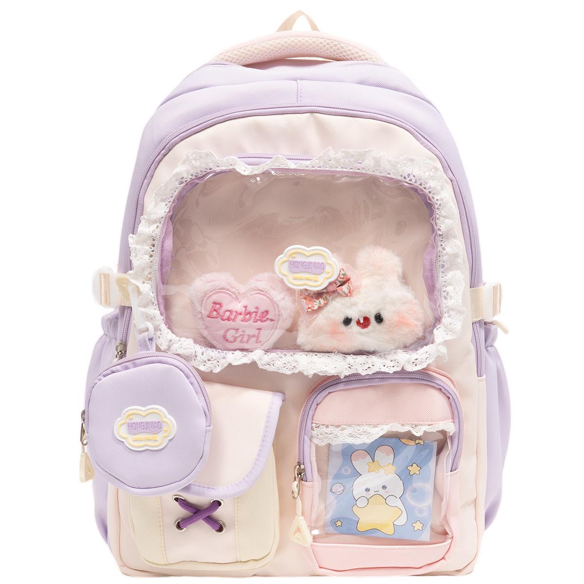 Красочный многослойный рюкзак для девочек средней и старшей школы Without pendant фиолетовый