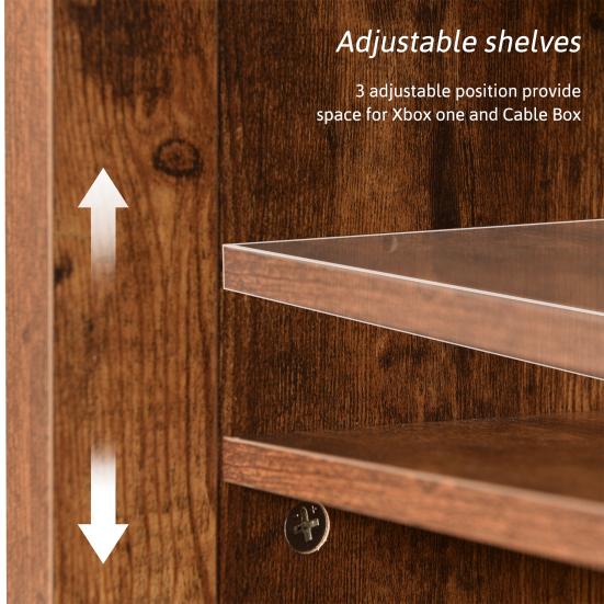 TV Stand Large Capacity Sturdy Construction Good Load-bearing Sliding Doors Retro Item Storage Heighten