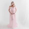 Elegant Lace & Chiffon Elastic Maternity Gown for Photoshoots