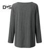 Women Tops Round Neck Long Sleeve Loose Fit Solid Color Tunic Top Casual Shirt with Hip Coverage Length