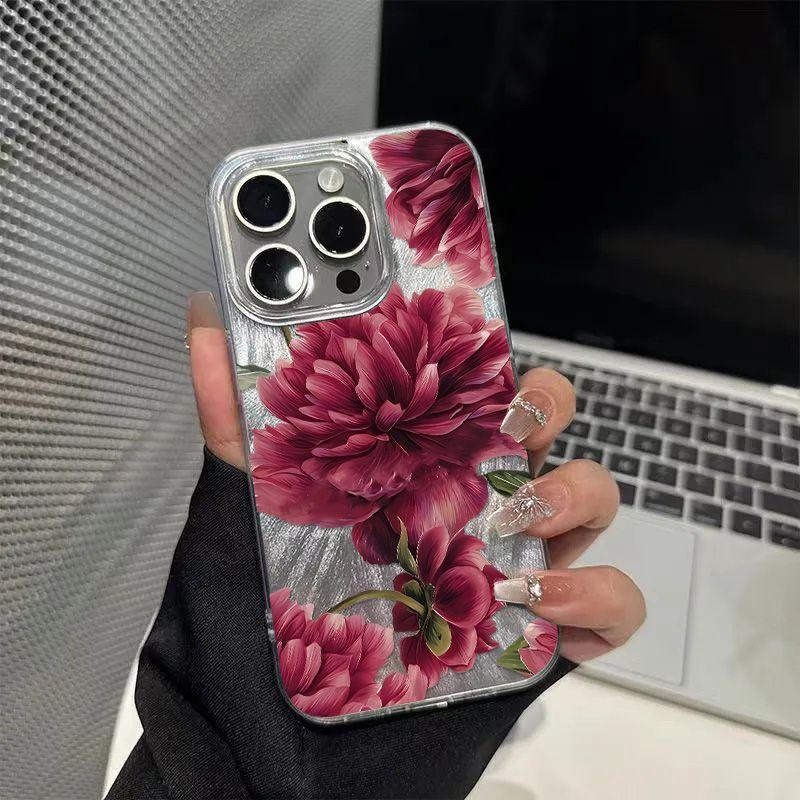 

Чехол для телефона с принтом голубой розы для IPhone 16 15 14 13 12 11 Pro Max 15 Pro XS XR 7 8 Plus 16E Противоударный чехол с серебряным покрытием For iPhone 16Pro Max