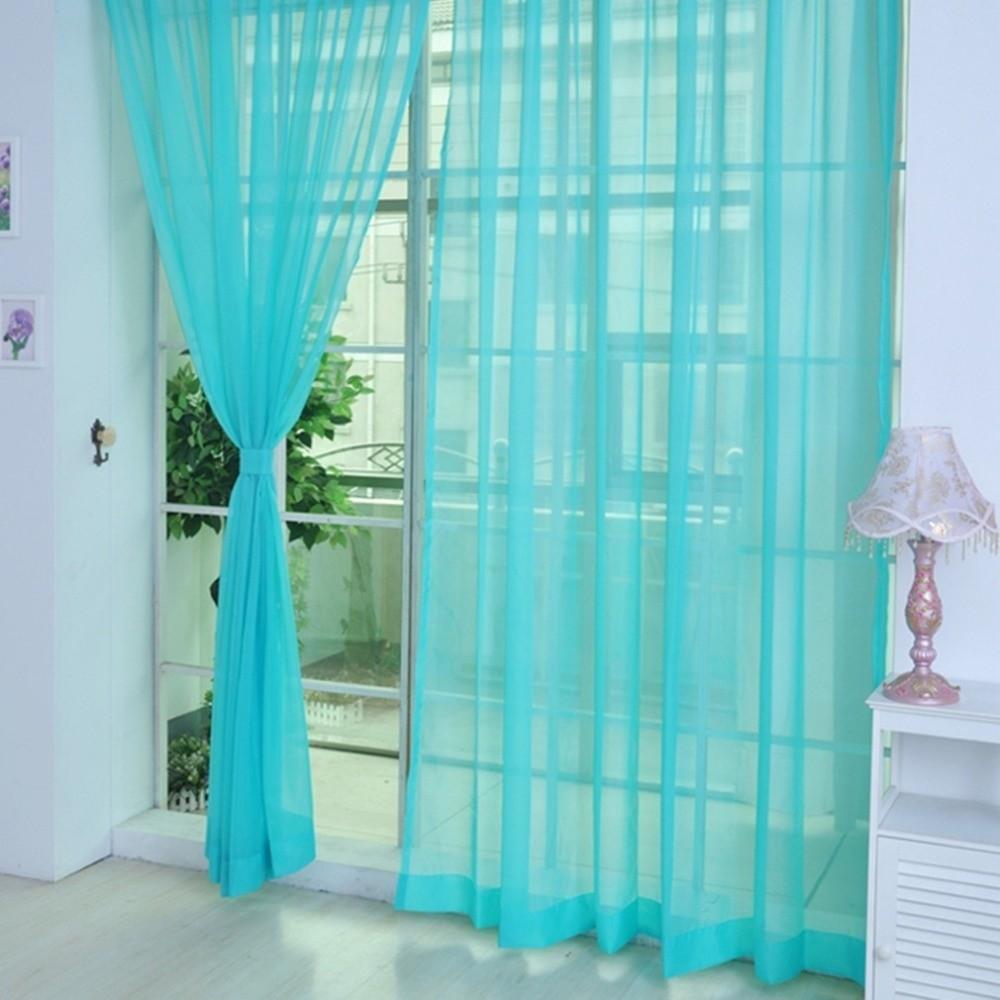 1x2M Rod Pocket Curtain Colorful Window Panel Fashion Sheer Tulle Curtains Kid Room Classroom