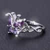 Huitan Romantic Purple Butterfly Rings for Women Charming Purple Cubic Zirconia Aesthetic Female Rings Party Fashion Jewelry