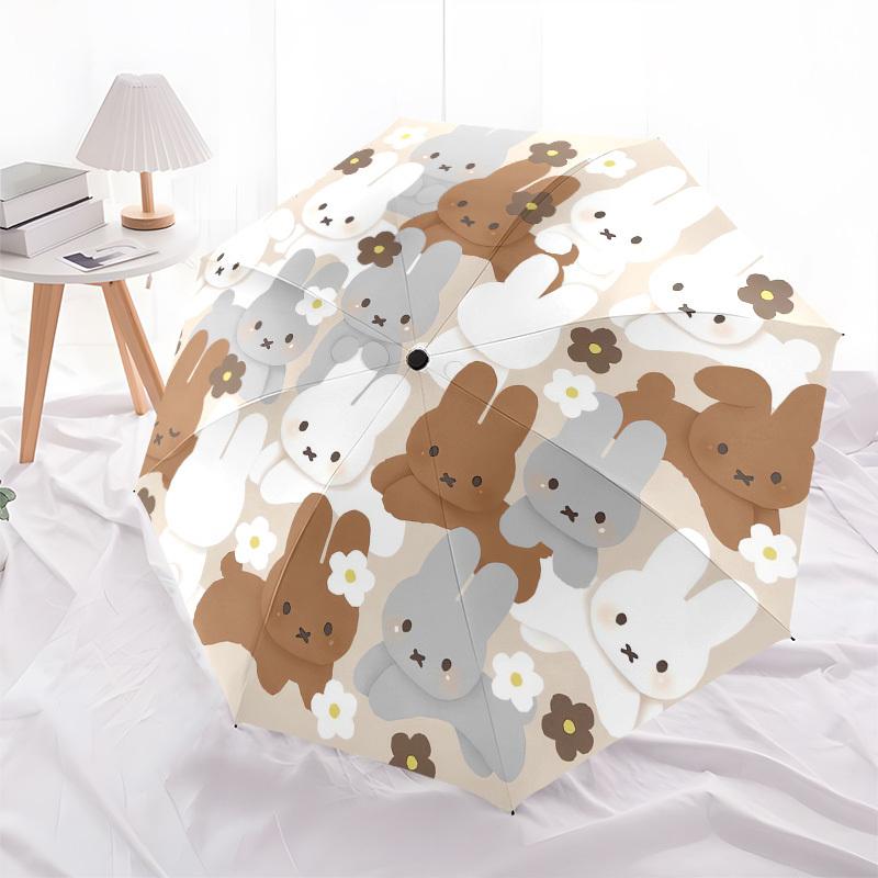 1pc Cute Bunny Illustration with Flowers Suitable for All Seasons UmbrellaFP212
