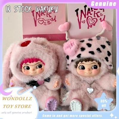 New Genuine Wakuku Hanging Card Kawaii Plush Doll Sweetheart Rabbit Angel Panda Dragon Style Bag Pendant Decor Girls Kids Gift
