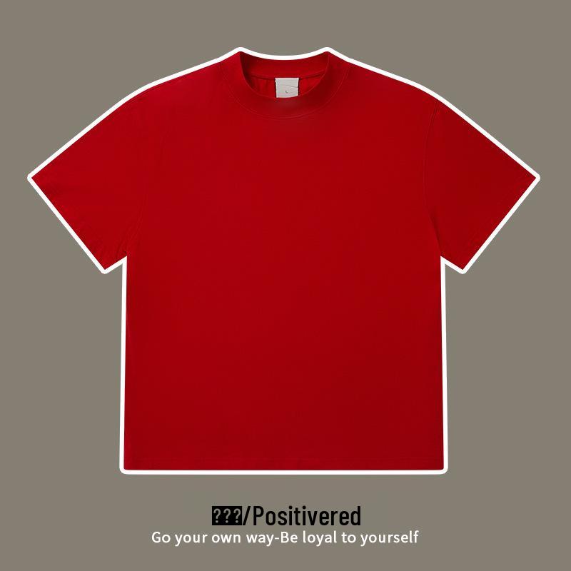 

Мужская футболка из плотного чистого хлопка с высоким воротом и короткими рукавами Medium красный