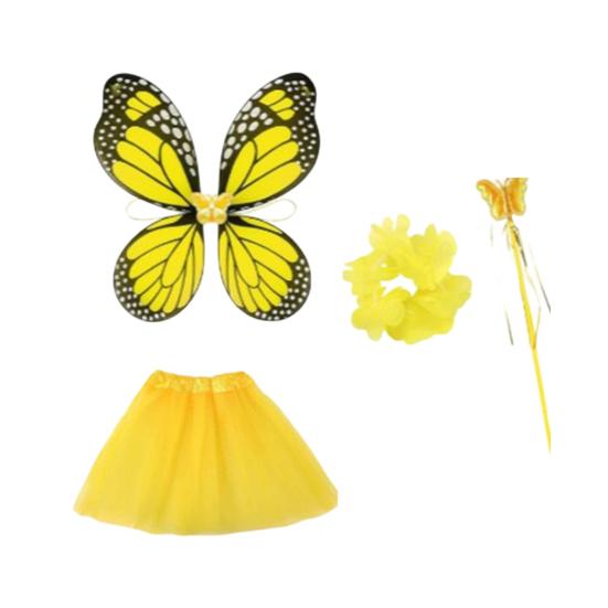 

1 Набір Костюм Гуски з Крилами Метелика для Порога Регульований Розмір Крила Феї Спідниця-Тутю Бажальна Паличка Набір Квіткових Корон Наряд для Домашніх Тварин Садовий Декор жовтий