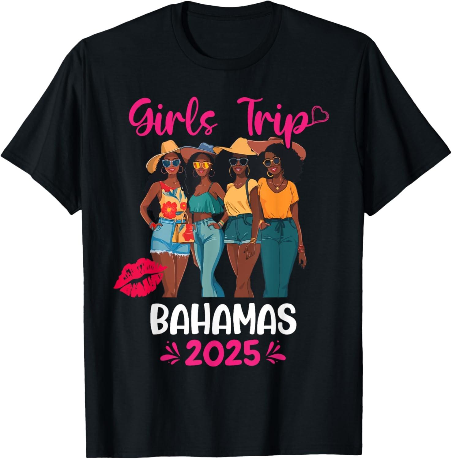 Black Girls Trip Bahamas 2025 Vacation Matching T-Shirt S разноцветный