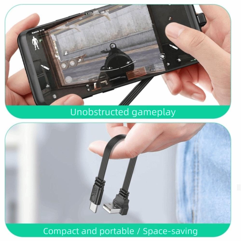 Double Elbow Type C Data Cable Flat Flexible Short Charging Line Mobile Game Cable  Mobile Game