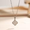 Korean Style Light Luxury Four Leaf Flower Zircon Inlaid Necklace And Earrings Set For Women