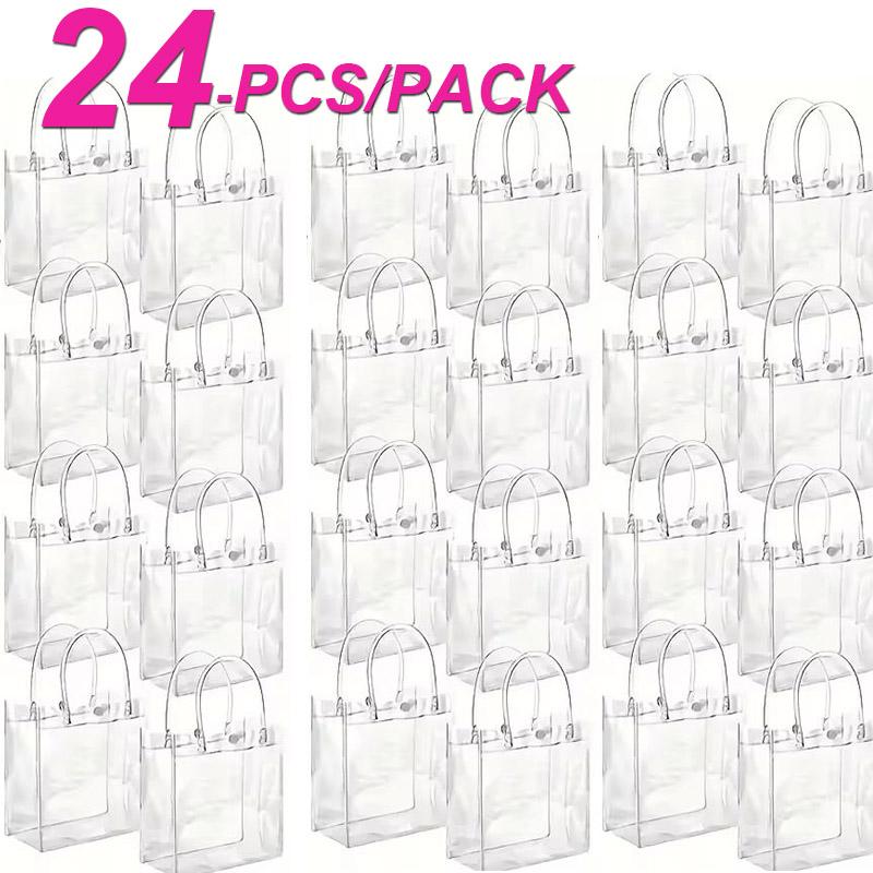 

24 шт. Прозрачная сумка с ручками, сумки для рождественских подарков на Хэллоуин, день рождения, свадьбу, класс, обратно в школу, прозрачная сумка из ПВХ 15x16x7cm