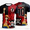 Anime One Piece Luffy Graphic Football Tee Quick Dry Moisture Wicking Unisex Sports Short Sleeve Casual Trendy Soccer Jersey Top