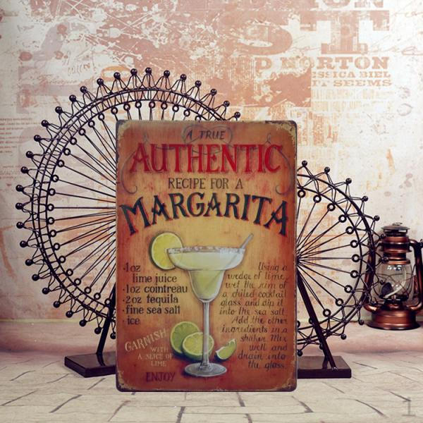 

Vintage Tin MARGARITA Wall Decor Retro Poster