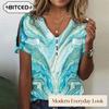 Blusas y Camisas Casuales de Moda para Mujer de Manga Corta con Cuello en V