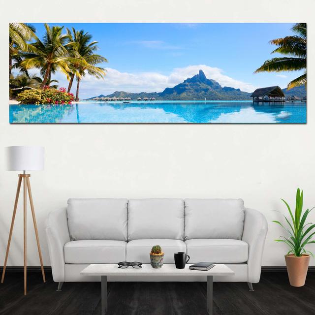Krajina Pláž Jezero Hora Obraz na plátně Severská příroda Plakáty a obrazy Nástěnné umění Obývací pokoj Home Decor Bez rámu Bez rámu