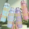 1PC Best Lila Ever Gold Beige Letter Print 750ml Color Plastic Sports Water Bottle Leakproof Flip Straw Lid Suitable for Sports Office Home Use