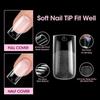 64 stycken kista stiletto frostade matta lösnaglar korta mandel mjuk gel X-nageltips heltäckande press-on-naglar DIY salongsmanikyr