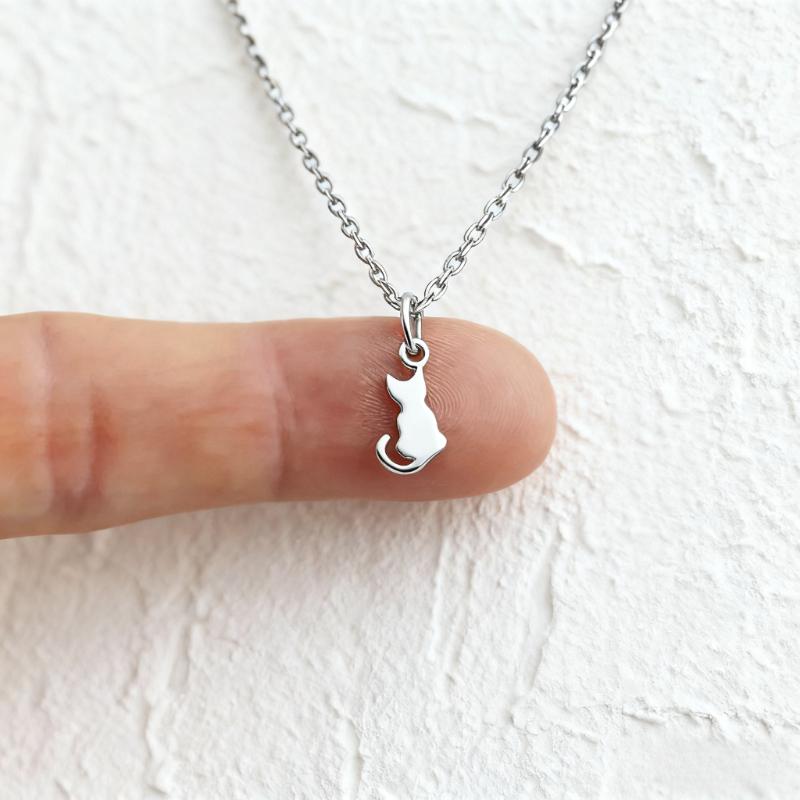 Cat Pendant Necklace Women Girls Stainless Steel Clavicle Chain Choker Jewelry Gift Accessories Party Fashion