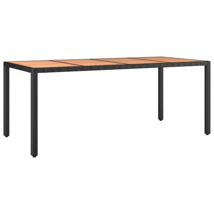 VidaXL Table de jardin plateau en bois Noir Résine tressée bois massif 319554