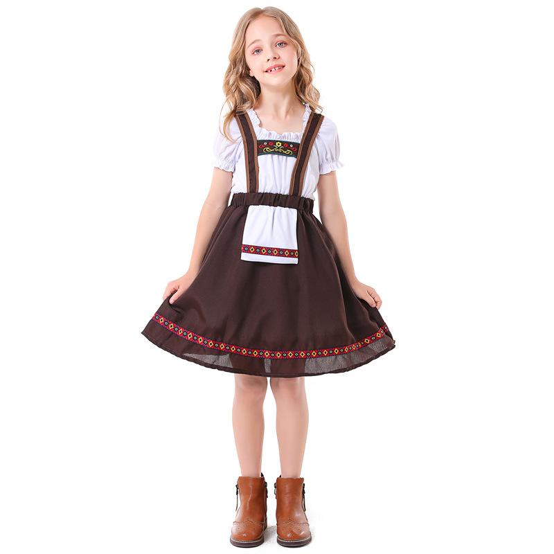 

Children Girls Kids Princess German Traditional Beer Oktoberfest Blouse Dress Maid Halloween Cosplay Costumes Role Play Outfit XL темно-коричневого