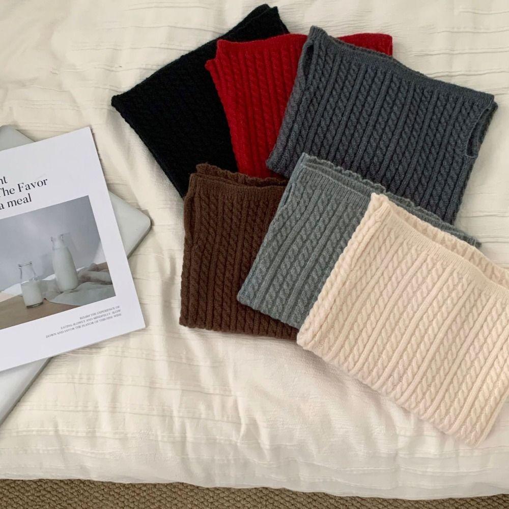 Korean Style Knitted Scarf Solid Color Pullover Wool Bib Simple Turtleneck Fake Collar Women