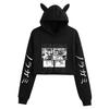 New Yoroshin, Cat Ears Sexy Exposed Navel Loose Hooded Sweater