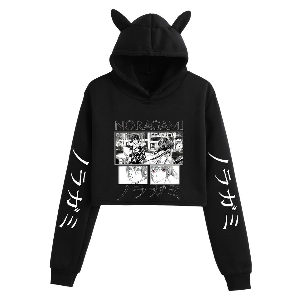 New Yoroshin, Cat Ears Sexy Exposed Navel Loose Hooded Sweater