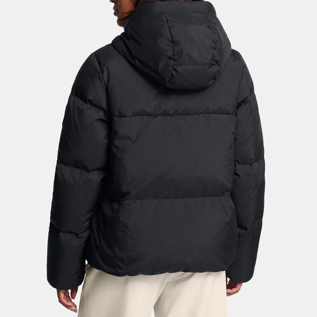 Under Armour Solid Color Hooded Zipper Long Sleeve Down Jacket Women outerwear Black 1384645-001