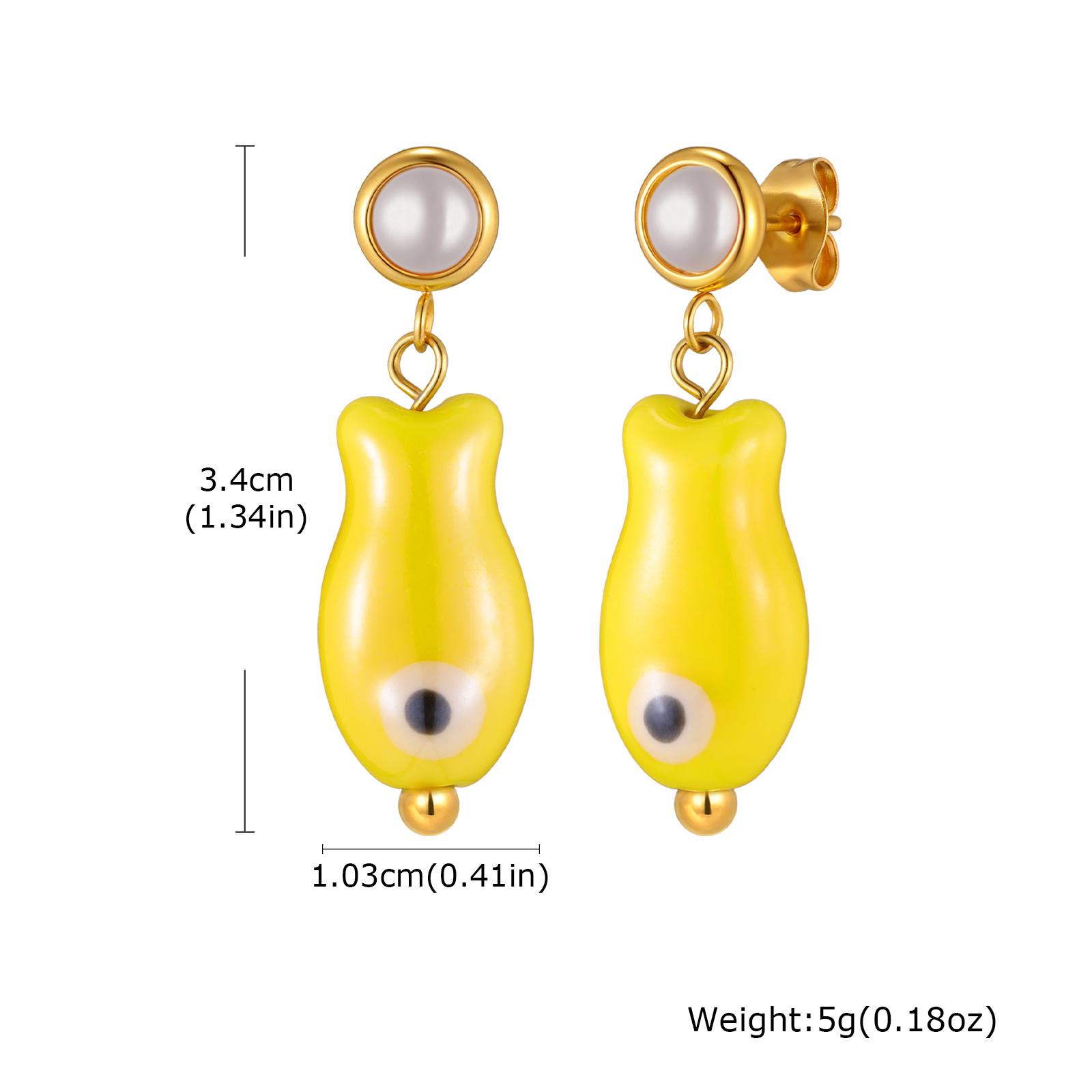 

Ocean Ceramic Fish Pendant Dangle Earrings for Women, Drop Earring Summer Handmade Summer Beach Vacation Jewelry