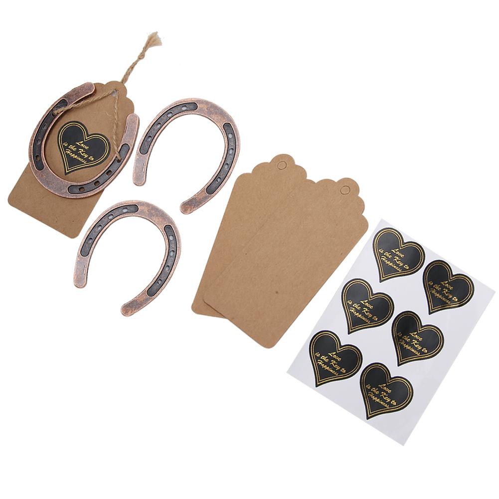 Metal Horseshoe Pendant Wedding Favors with Kraft Tags Wedding Decorations Party Supplies Gifts for