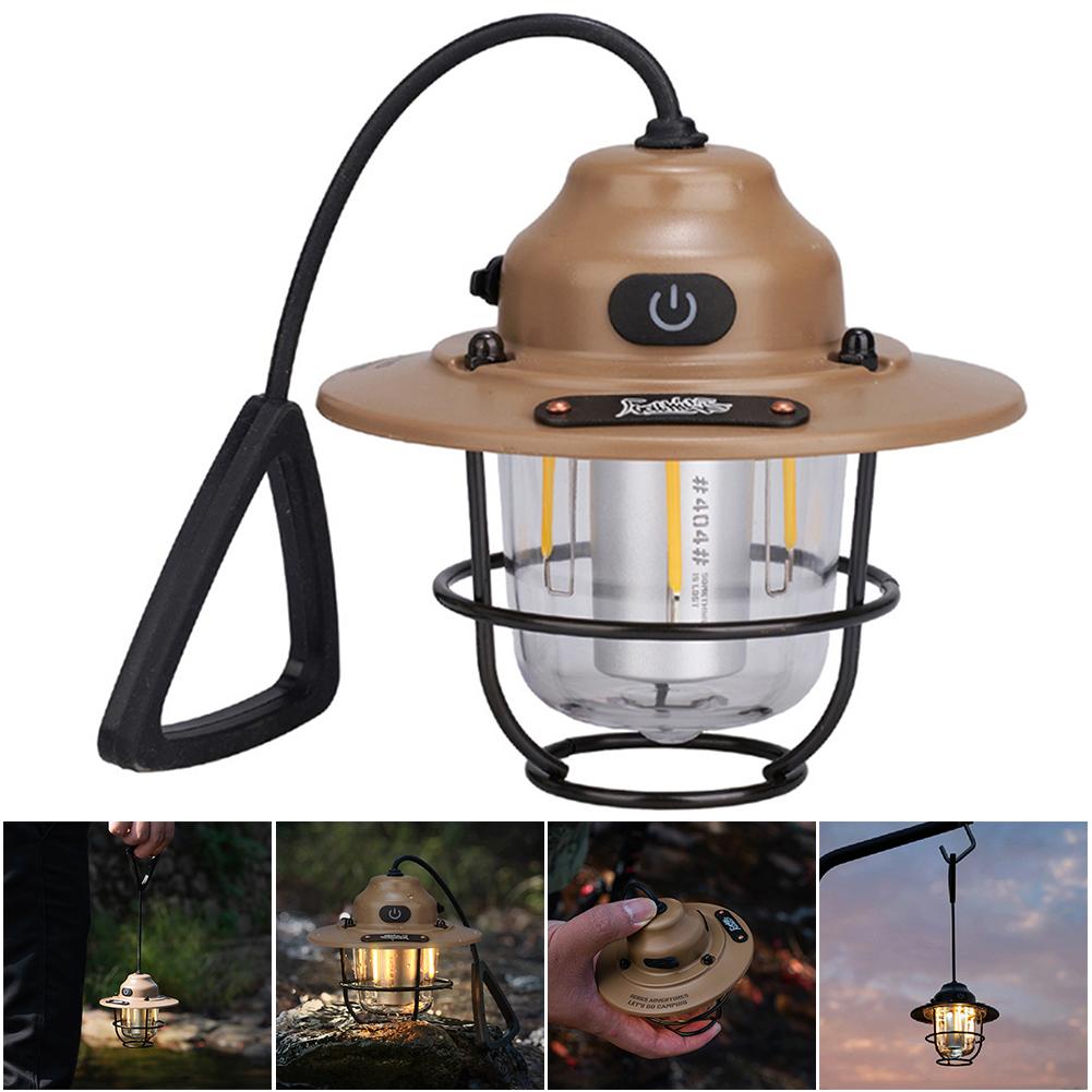 LED Camping Lantern Hanging Tent Light Type C Charging Dimming Emergency Lamp 4 Light Modes IPX4 Waterproof for Fishing Camping
