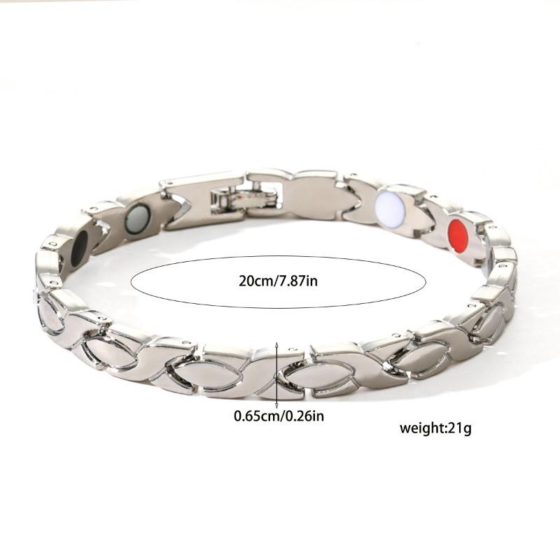 Cross Magnetic Bracelet for Women Rose Chain 6.5mm Wide Stainless Steel Female Benefit Health Energy Jewelry Waterproof