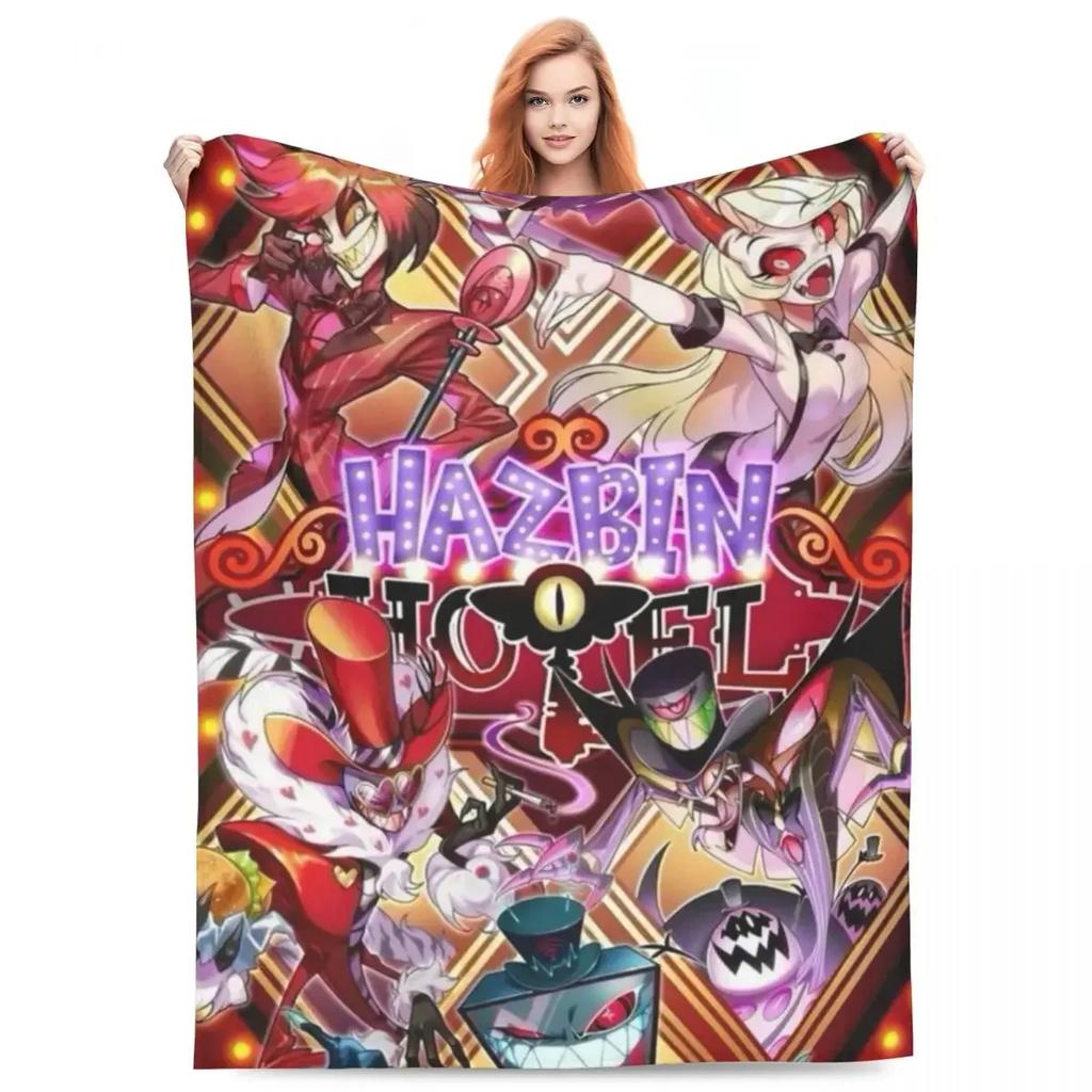 VOX H-Hazbin Hotel Alastor Game Warm Blankets Camping Plush Throw Blanket Novelty Home Decor Flannel Bedspread Sofa Bed Cover