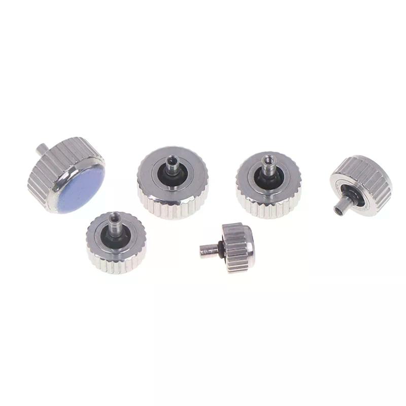 2PCS Silver Color Steel Watch Crown 4.5mm To 7mm Head Diameter With Long Post For Watch Crowns Repair