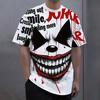 Men's Joker Clown Horror Print T-Shirt Oversized Graphic Crew Neck Short Sleeve Casual Streetwear Fashion Plus Size Tops 6XL