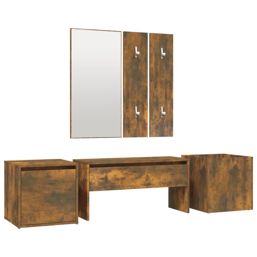 Hallway Furniture Set Smoked Oak Wood Based Material