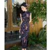 Hong Kong style Chinese long double-layer sleeveless cheongsam spring and summer new retro national style young girl daily cheongsam