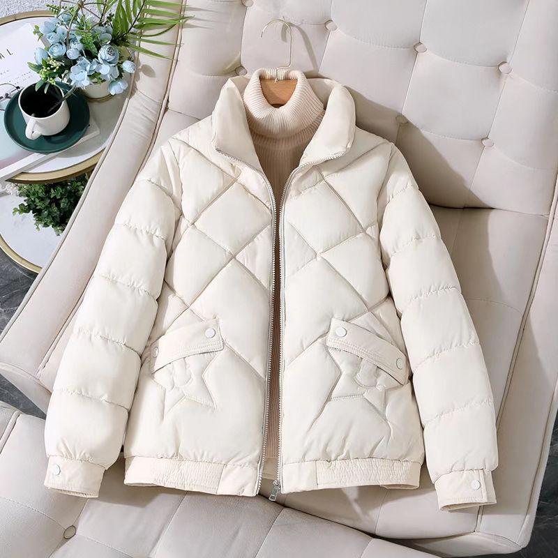 Women Stand Collar Short Padded Coat Warm Loose Thickened Korean Casual Winter Jacket