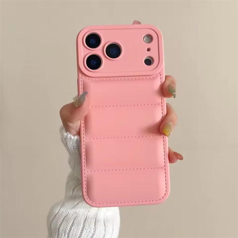 Luxury Down Jacket Silicone Shockproof Case For iPhone 17 Air 16 E 15 Plus 14 13 12 11 Pro Max Winter Colorful Soft Puffer Cover