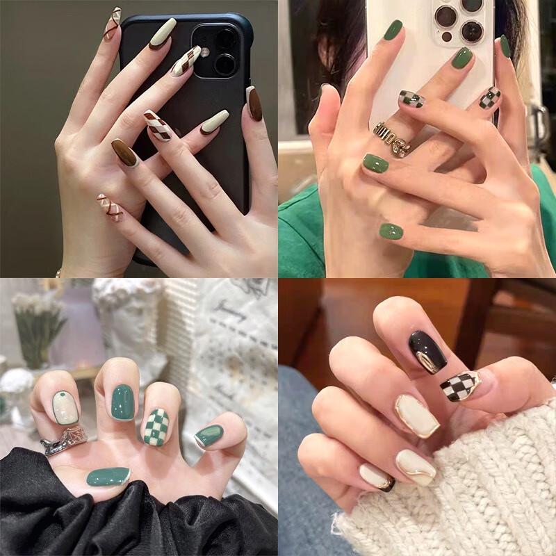 Модные клетчатые накладные ногти