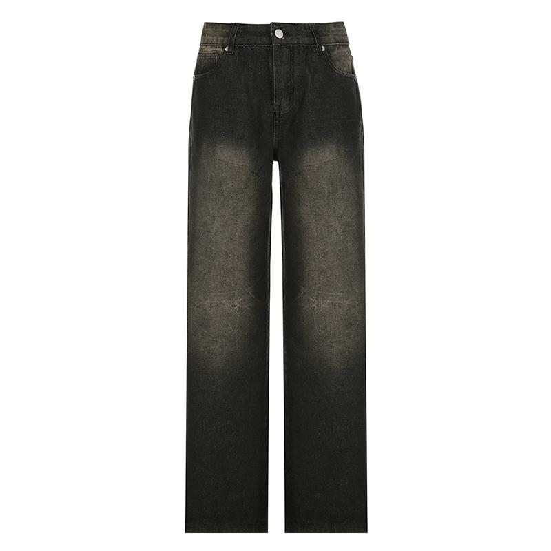 Jeans Y2K Street Baggy Moda Americana Retrò Pantaloni Denim Larghi Base Grunge Vita Bassa Pantaloni da Tuta Donna Coreana