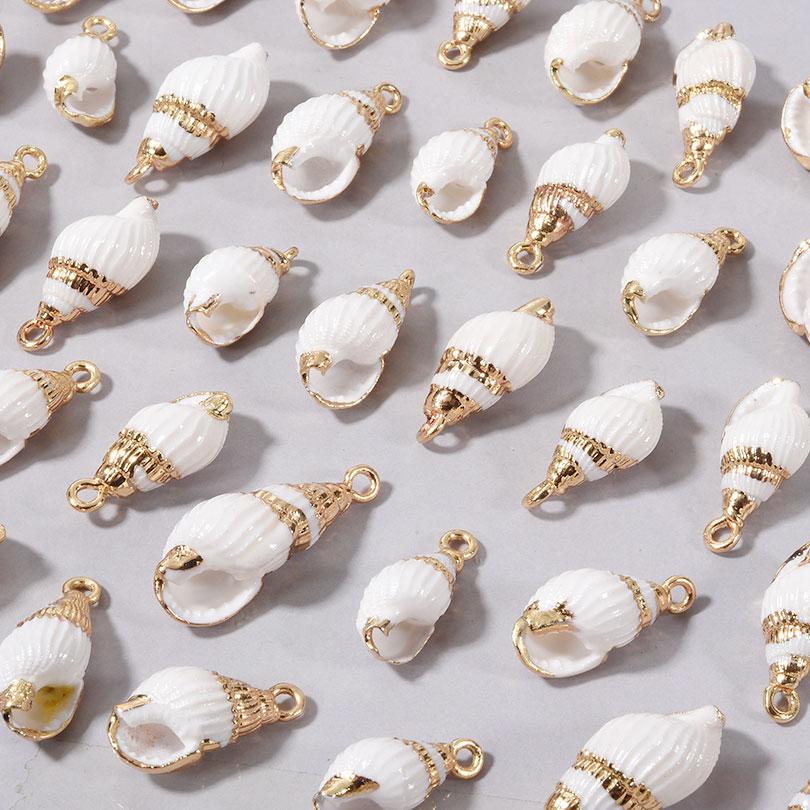 2pcs Ocean Shell Conch Pendant Charms For Jewelry Making Supplies Copper Beach Accessories DIY Earrings Necklace Keychain Charm