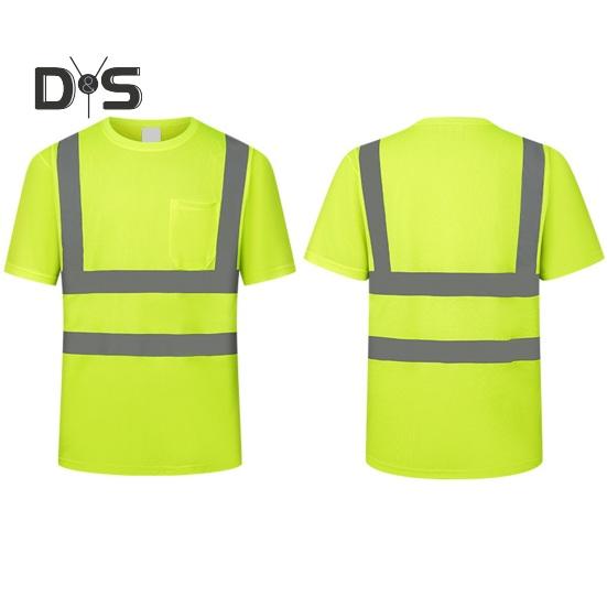 Men Reflective Clothes O-Neck Short Sleeve High Visibility T-Shirt with Mesh Panels Industrial Workwear