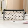 Flocked Heart Pattern Handheld Zipper Portable Mesh Makeup Bag Cosmetic Organizer Travel Essential Large Capacity