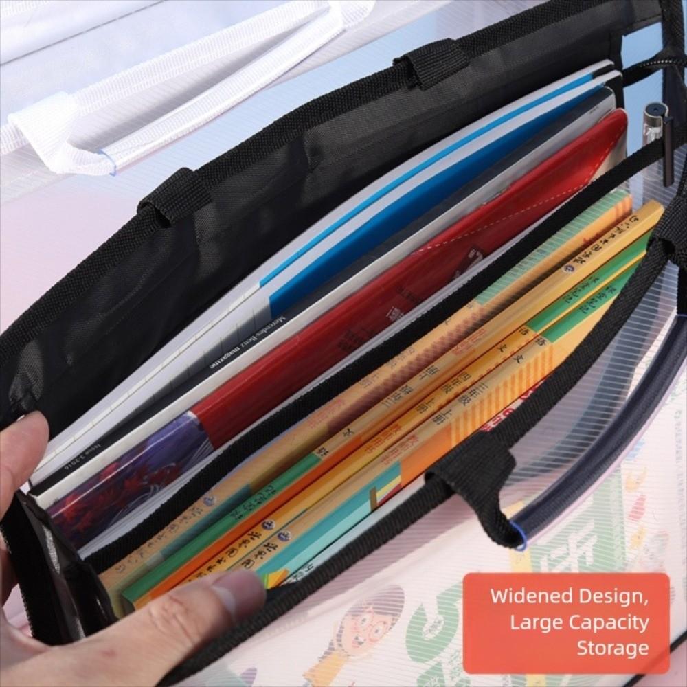 Large Capacity Transparent A4 Handbag Waterproof File Storage Bag Students Portable Bag  Office