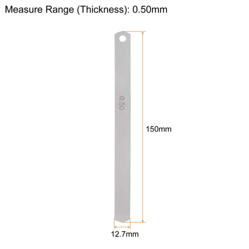 uxcell Mn Steel Gap Gauge, 0.5mm Thickness, 150mm Length, Metric Filler Thickness Gauge, Gap Measurement Tool, Single Blade, 5 Pieces