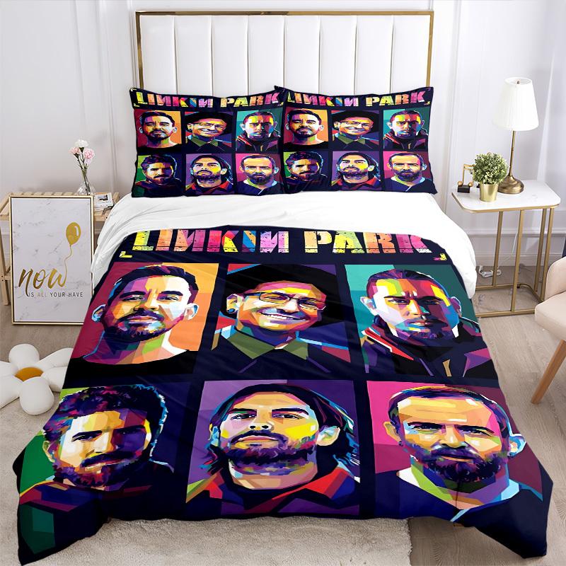 3pcs Linkin Park Band Duvet Cover Set,  Includes 1 Duvet Cover and 1/2 Pillowcases (No Insert) yy251104238