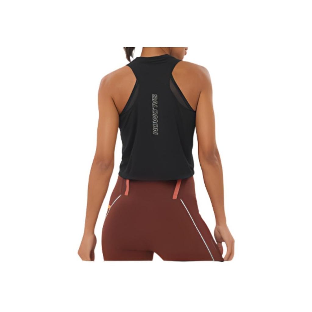 Salomon Solid Color Breathable Running Vest Women tops Black LC2190800