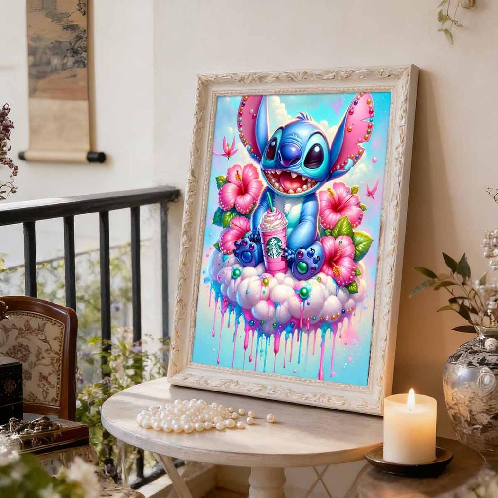Disney Hawaiian Style Stitch Pearl Painting Lilo & Stitch Zhu Jinhua Frappuccino Theme Frameless Art Atmosphere Decorative Painting