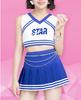 Lady Lazy Cheerleader Perfect for and Blue Costume, Miniskirt, Midriff-Baring, Photoshoots, Cosplay, Cross-Dressing, Cute, Short, Above-the-Knee,